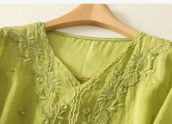 Morgan and Brooke | V-Neck Cotton Blouse