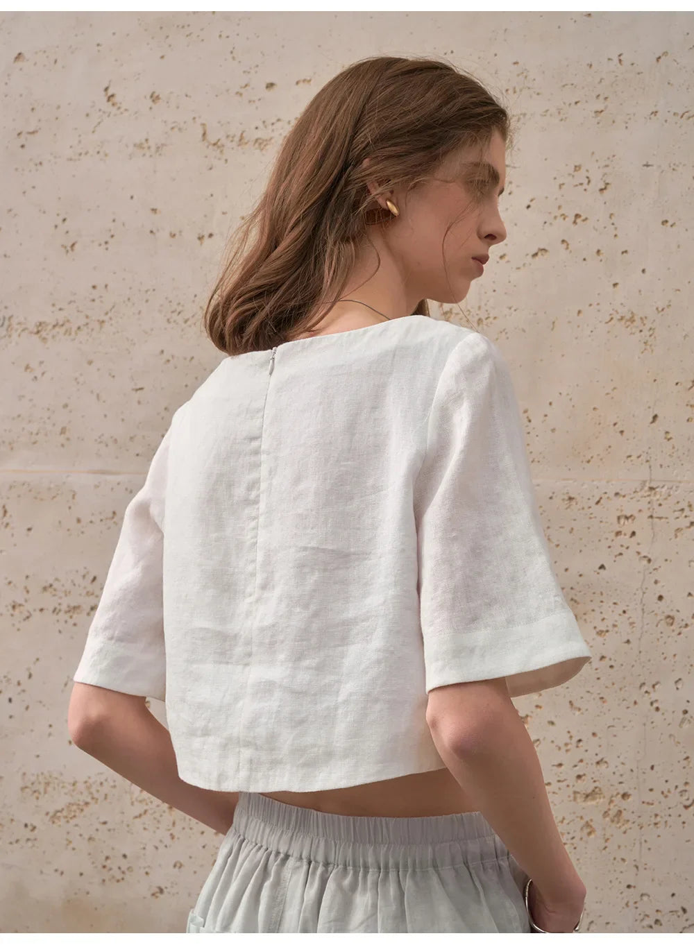Morgan & Brooke | Boxy Cropped Linen Top