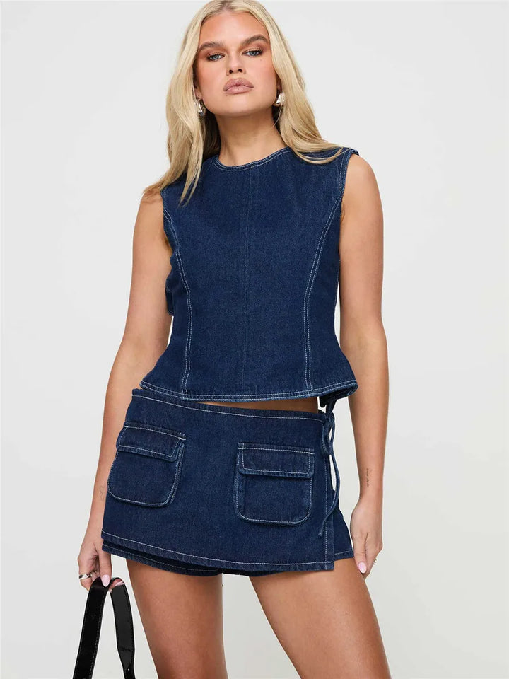 Morgan & Brooke | Black Mini Patch-Pocket Skirt
