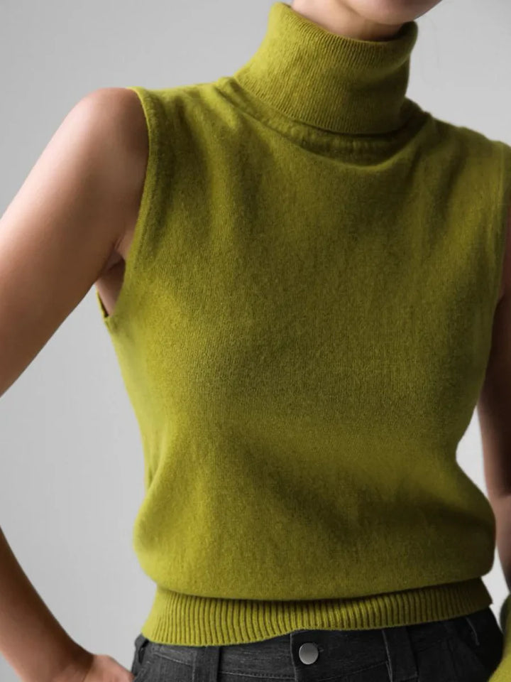 Morgan & Brooke | High-Neck Ribbed Knit Vest