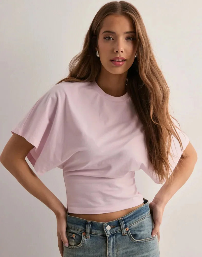 Morgan & Brooke | Ivory Draped Relaxed Fit Cotton Tee