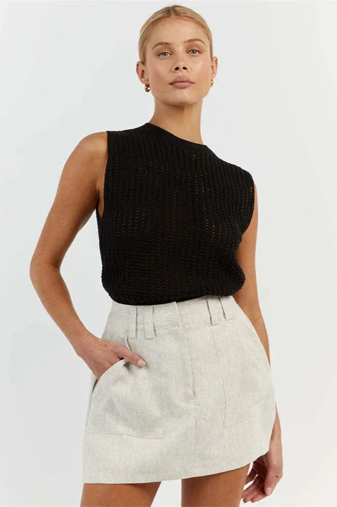Morgan & Brooke | Hollow-Knit Cotton Tank