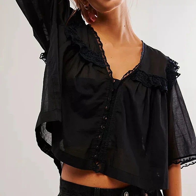 Morgan & Brooke | Ivory Ruffle Silk Blouse