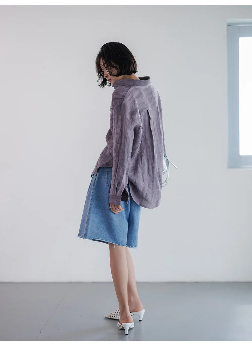 Morgan & Brooke | Natural Pleated Button-Up Linen Shirt