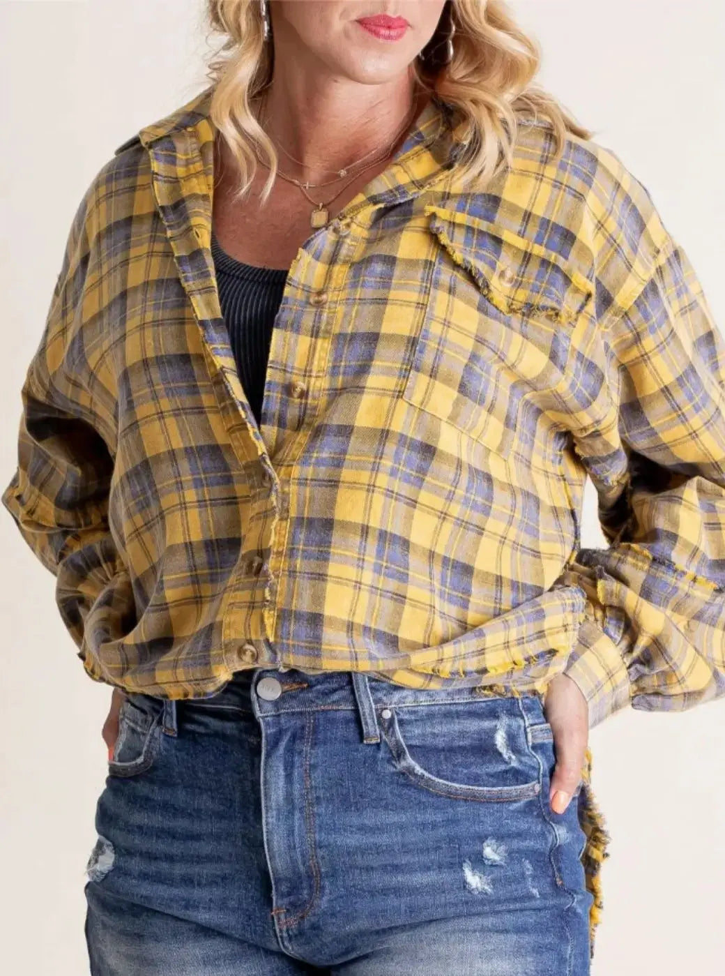 Morgan & Brooke | Green Plaid Button-Up Flannel Shirt