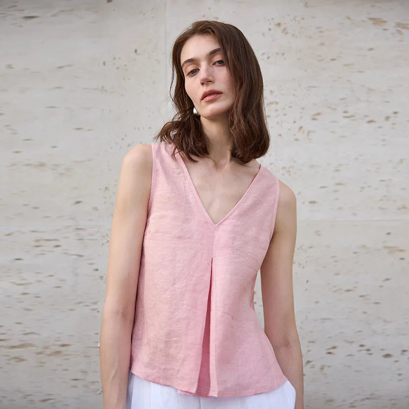 Morgan & Brooke | Light Blue Reversible Chambray-Linen Vest