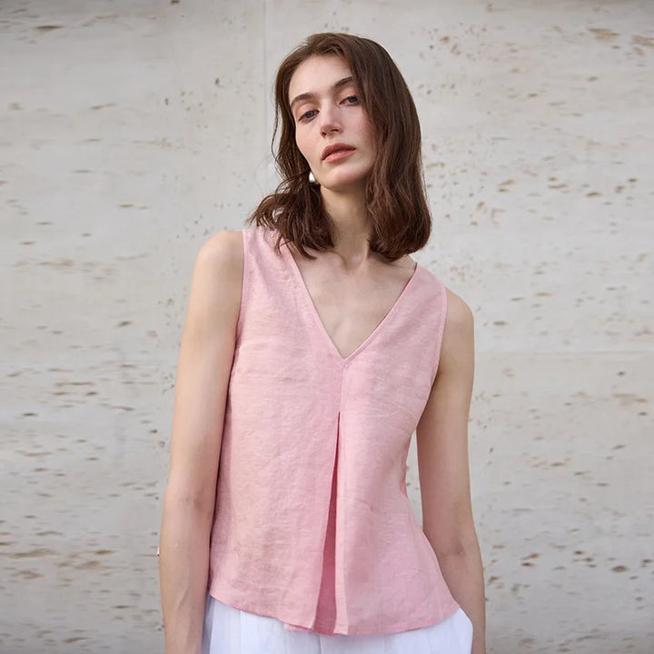 Morgan & Brooke | Light Blue Reversible Chambray-Linen Vest