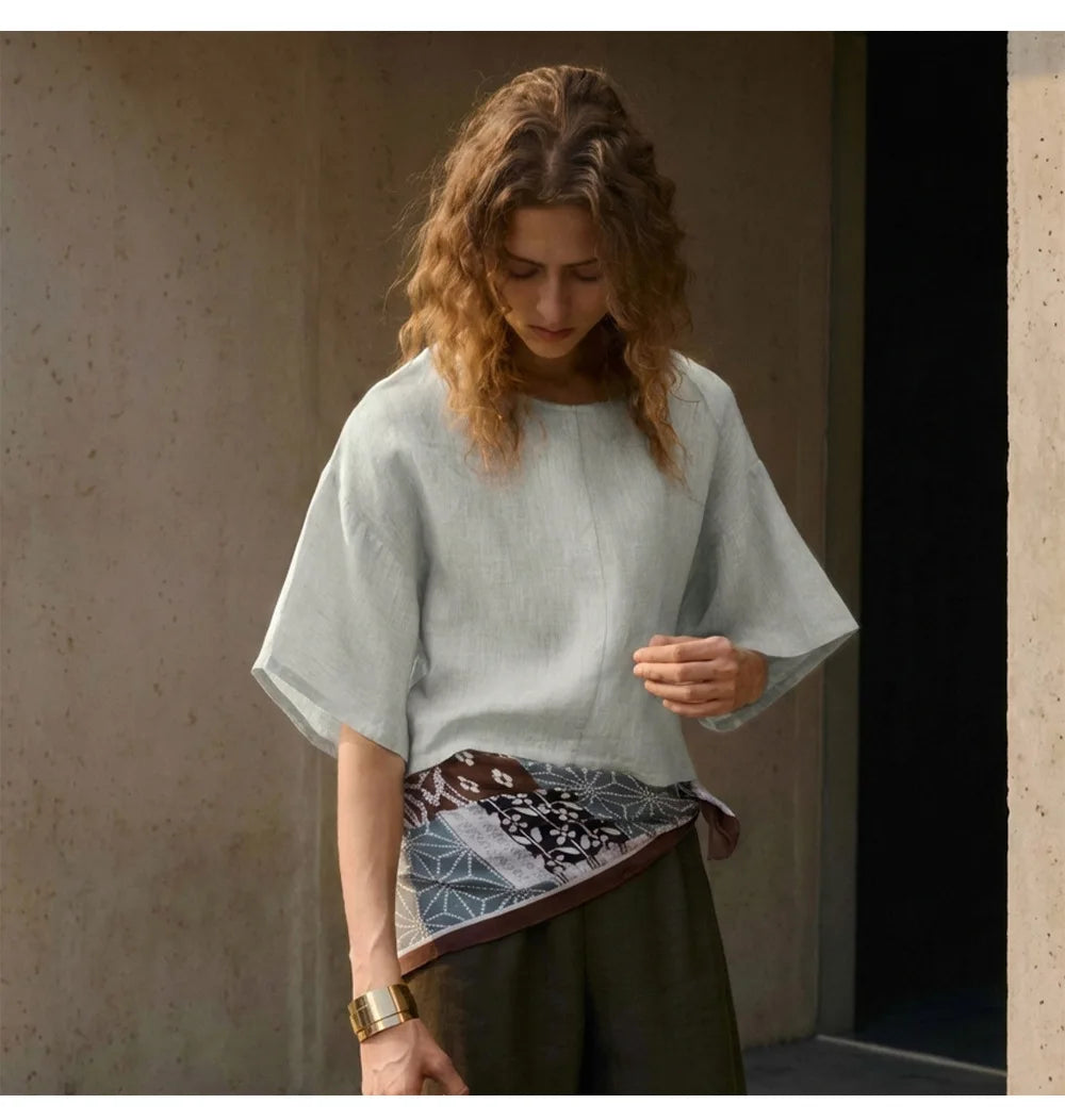 Morgan & Brooke | Flared Sleeve Linen Pullover