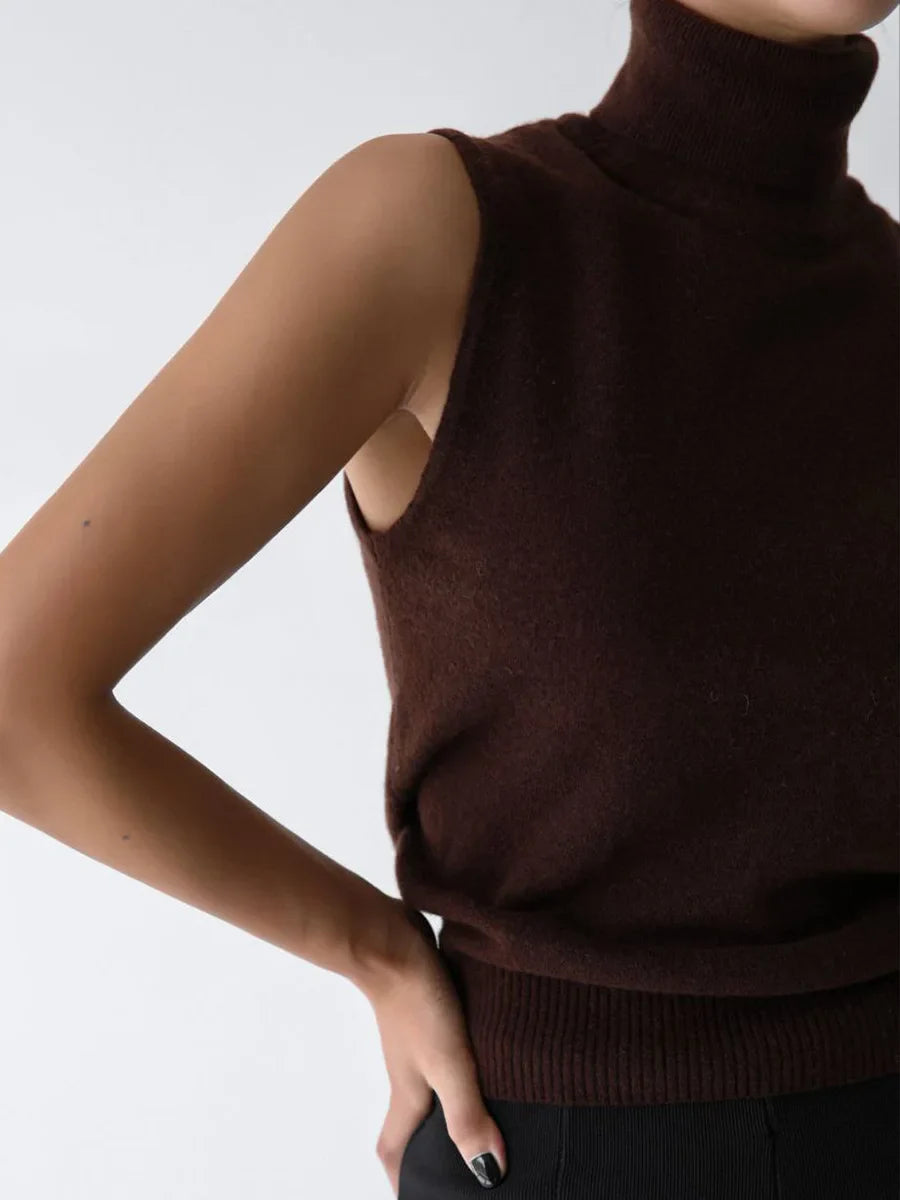 Morgan & Brooke | High-Neck Ribbed Knit Vest