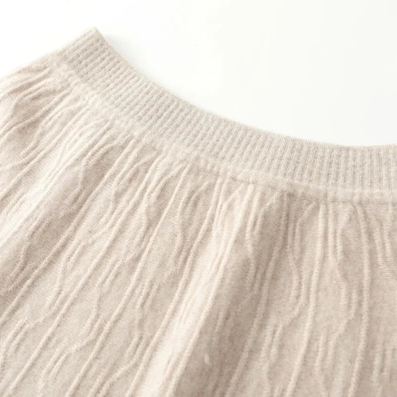 Morgan & Brooke | High-Waist Ribbed Merino Knit Skirt