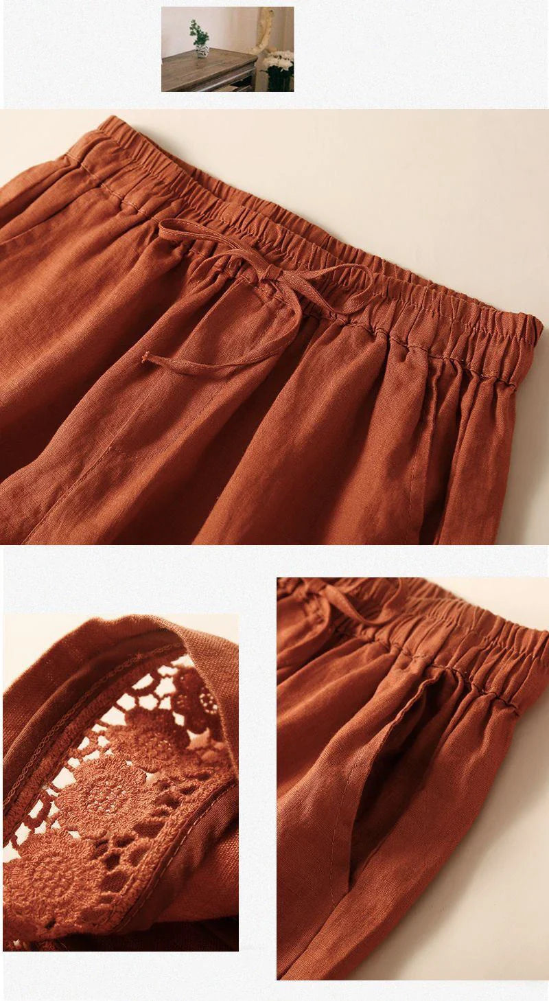 Morgan & Brooke | Embroidered Linen Shorts
