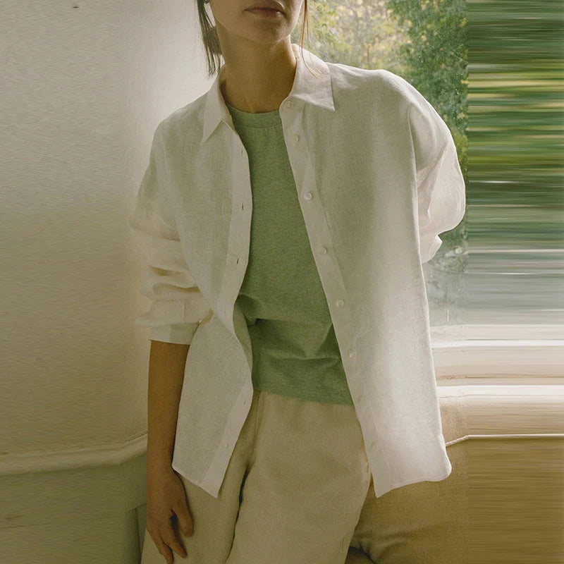 Morgan & Brooke | Slit-Hem Linen Shirt