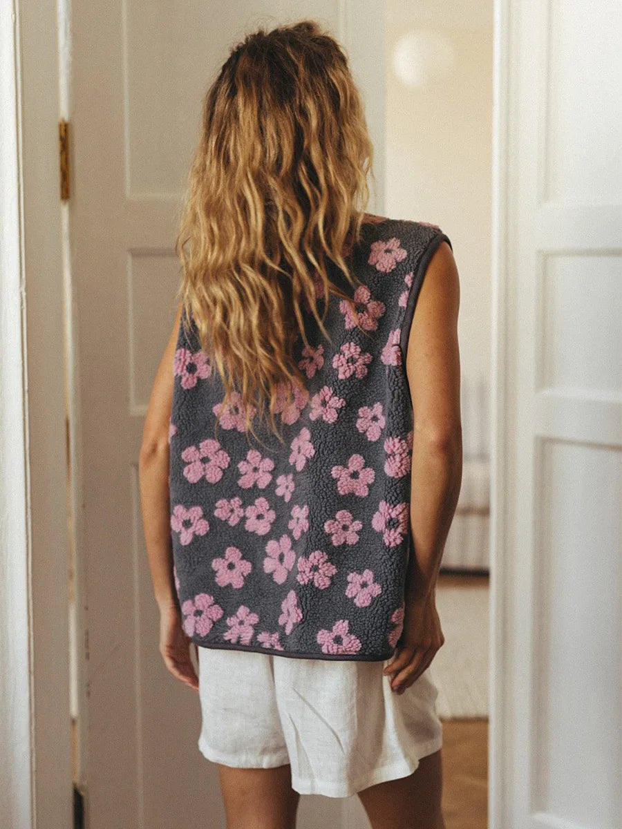 Morgan & Brooke | Floral Print Fleece Vest