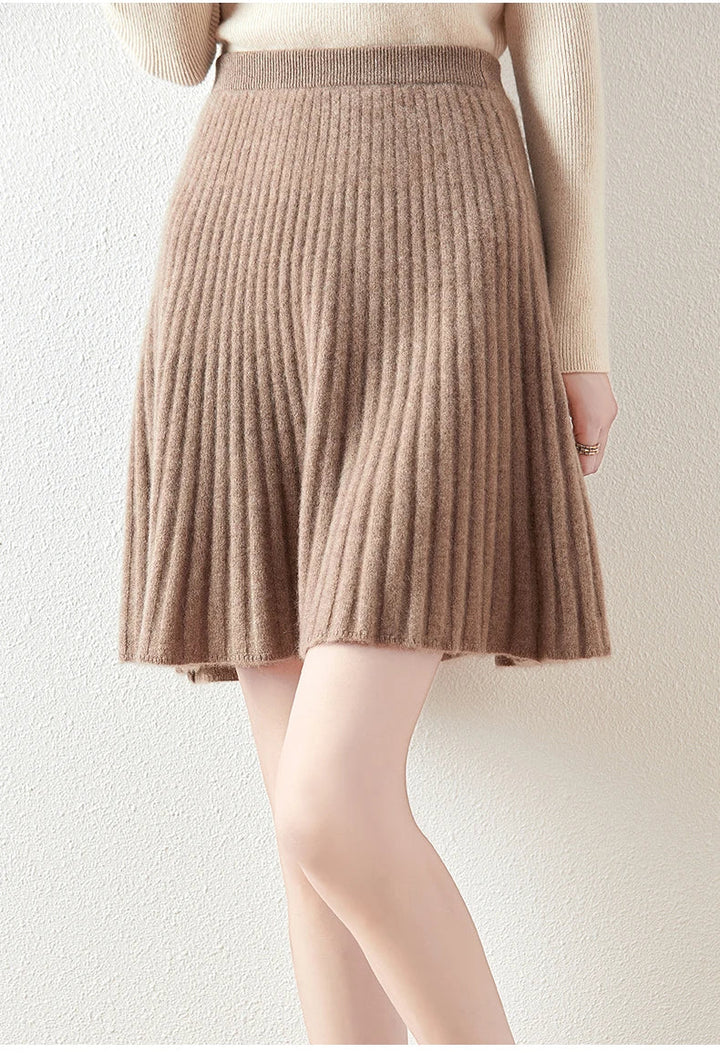 Morgan & Brooke | Charcoal A-Line Knit Merino Wool Skirt