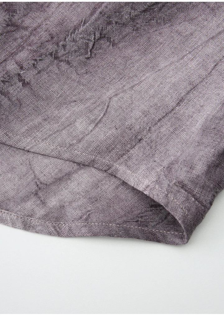 Morgan & Brooke | Natural Pleated Button-Up Linen Shirt