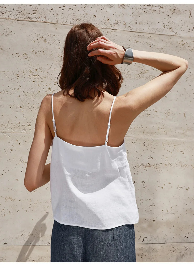 Morgan & Brooke | V-Neck Linen Camisole Top