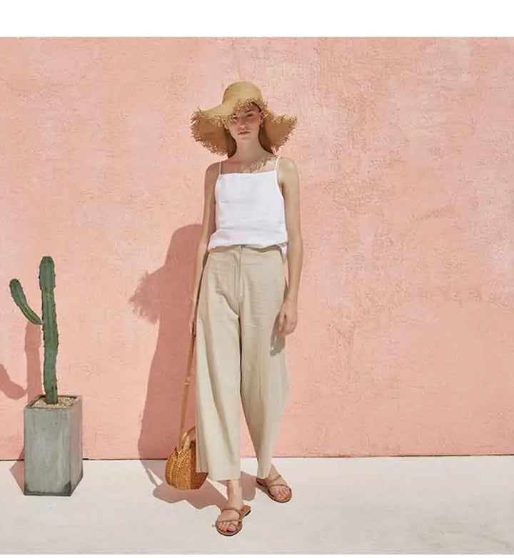 Morgan & Brooke | Satin-Strap Linen Cami
