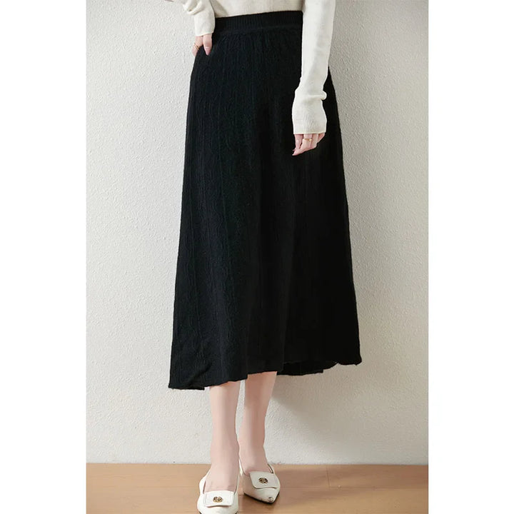 Morgan & Brooke | High-Waist Ribbed Merino Knit Skirt