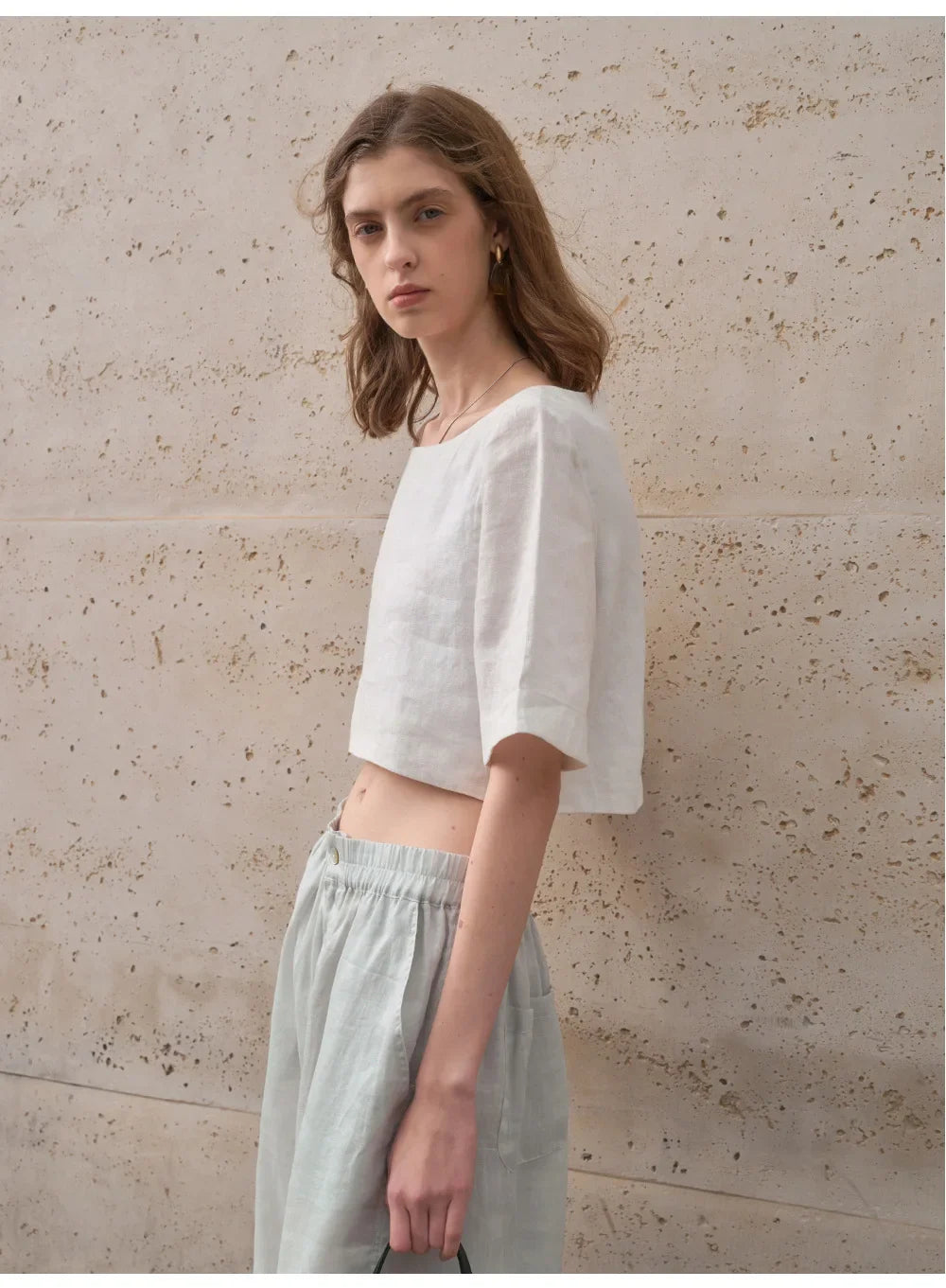 Morgan & Brooke | Boxy Cropped Linen Top