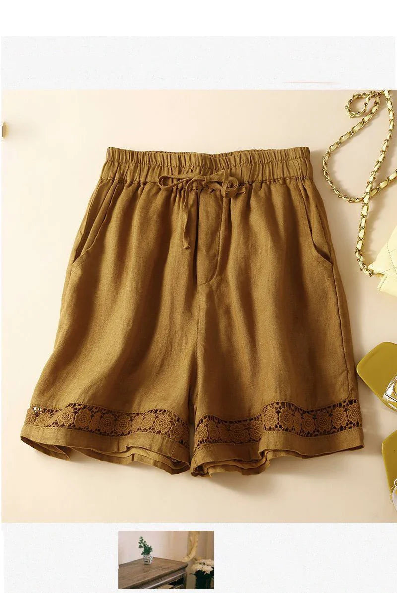 Morgan & Brooke | Embroidered Linen Shorts