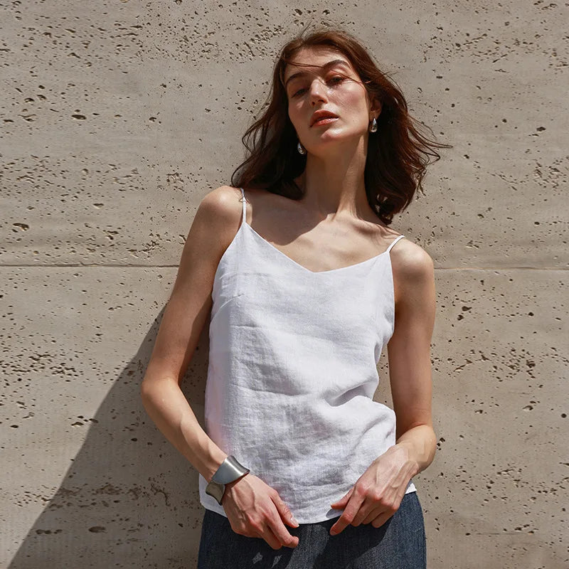 Morgan & Brooke | V-Neck Linen Camisole Top