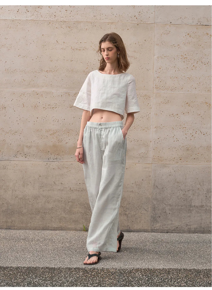 Morgan & Brooke | Boxy Cropped Linen Top
