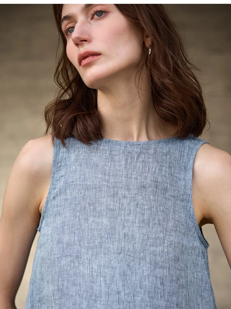 Morgan & Brooke | Light Blue Reversible Chambray-Linen Vest
