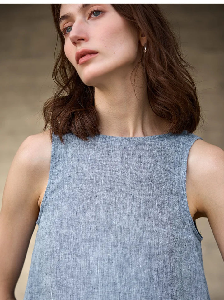 Morgan & Brooke | Light Blue Reversible Chambray-Linen Vest