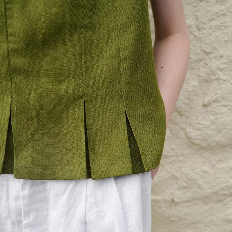 Morgan & Brooke | Pleated Hem Linen Top