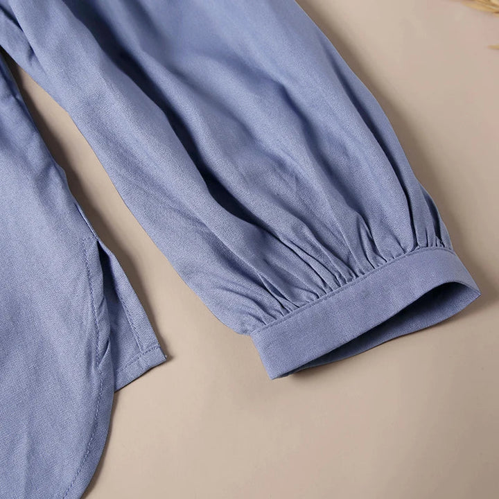 Morgan & Brooke | Gathered Lantern-Sleeve Relaxed-Fit Cotton Blouse