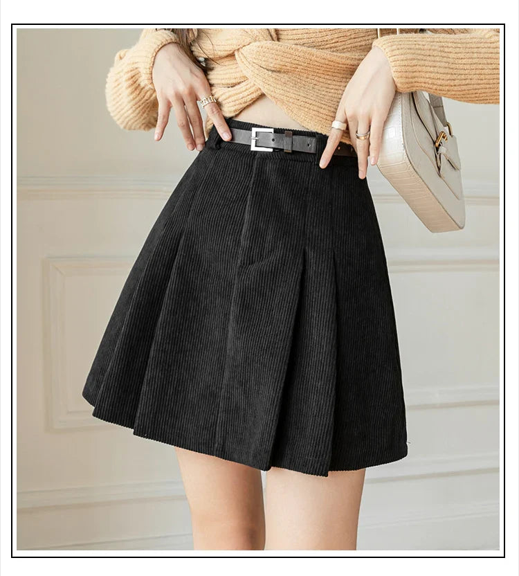 Morgan & Brooke | High-Waist A-Line Corduroy Skirt