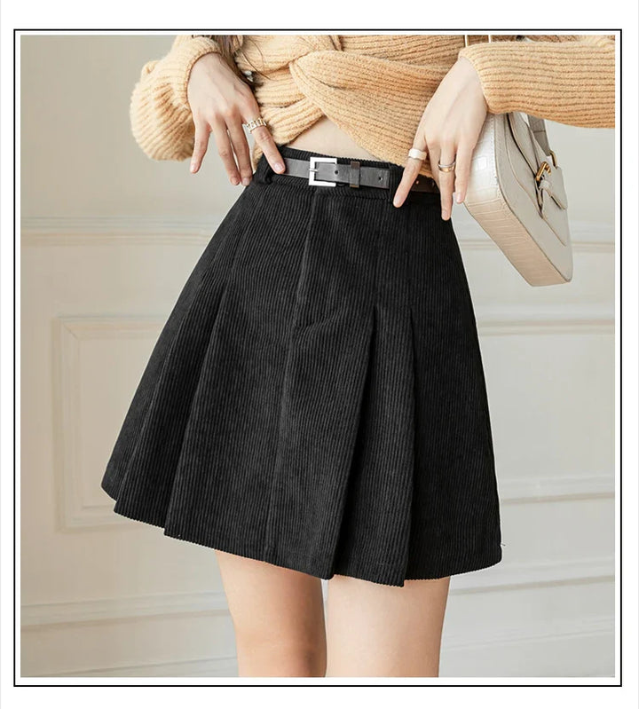 Morgan & Brooke | High-Waist A-Line Corduroy Skirt