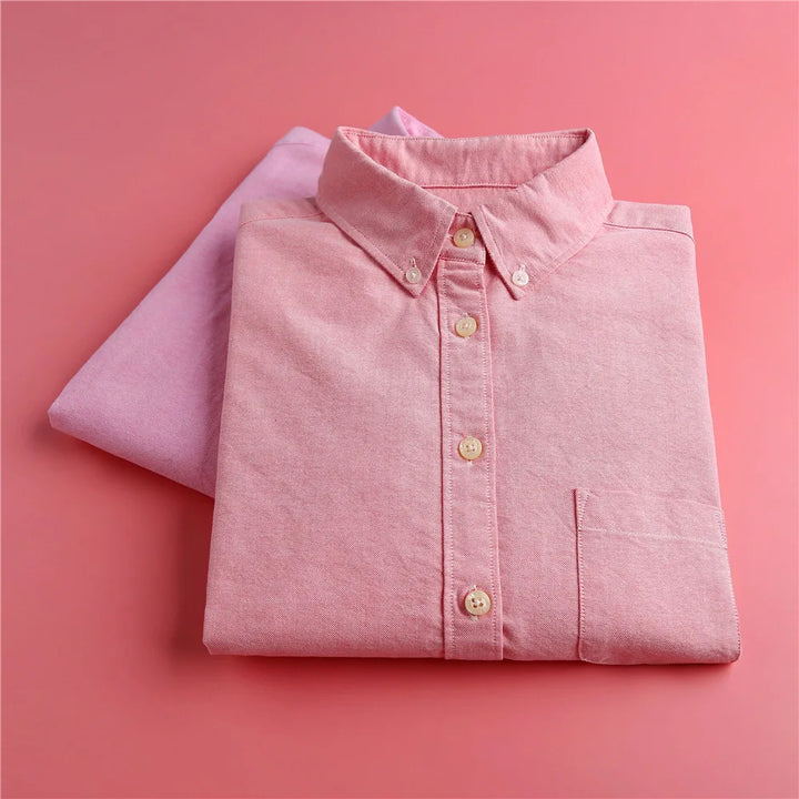 Morgan & Brooke | Pastel Tailored Button-Up Oxford Cotton Blouse