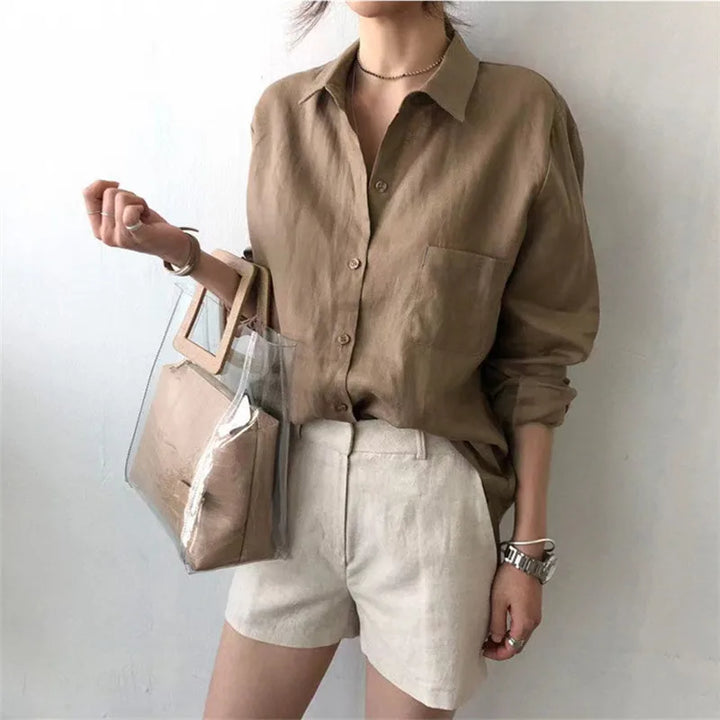 Morgan & Brooke | Open-Collar Linen Shirt