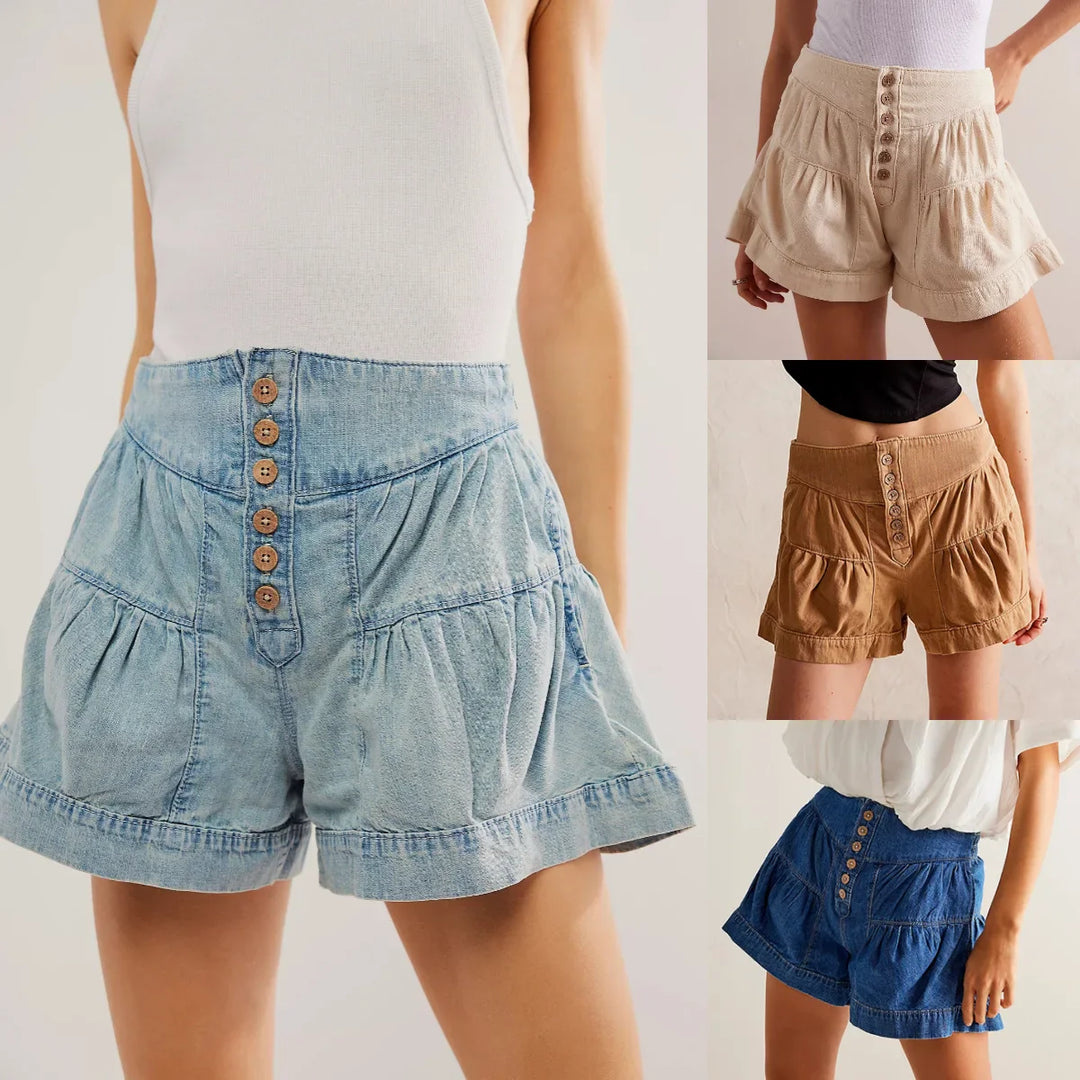 Morgan & Brooke | Navy High-Waist Tailored Cotton-Twill Shorts