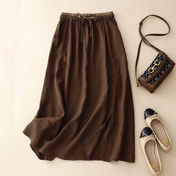 Morgan & Brooke | High-Waist A-Line Linen Skirt