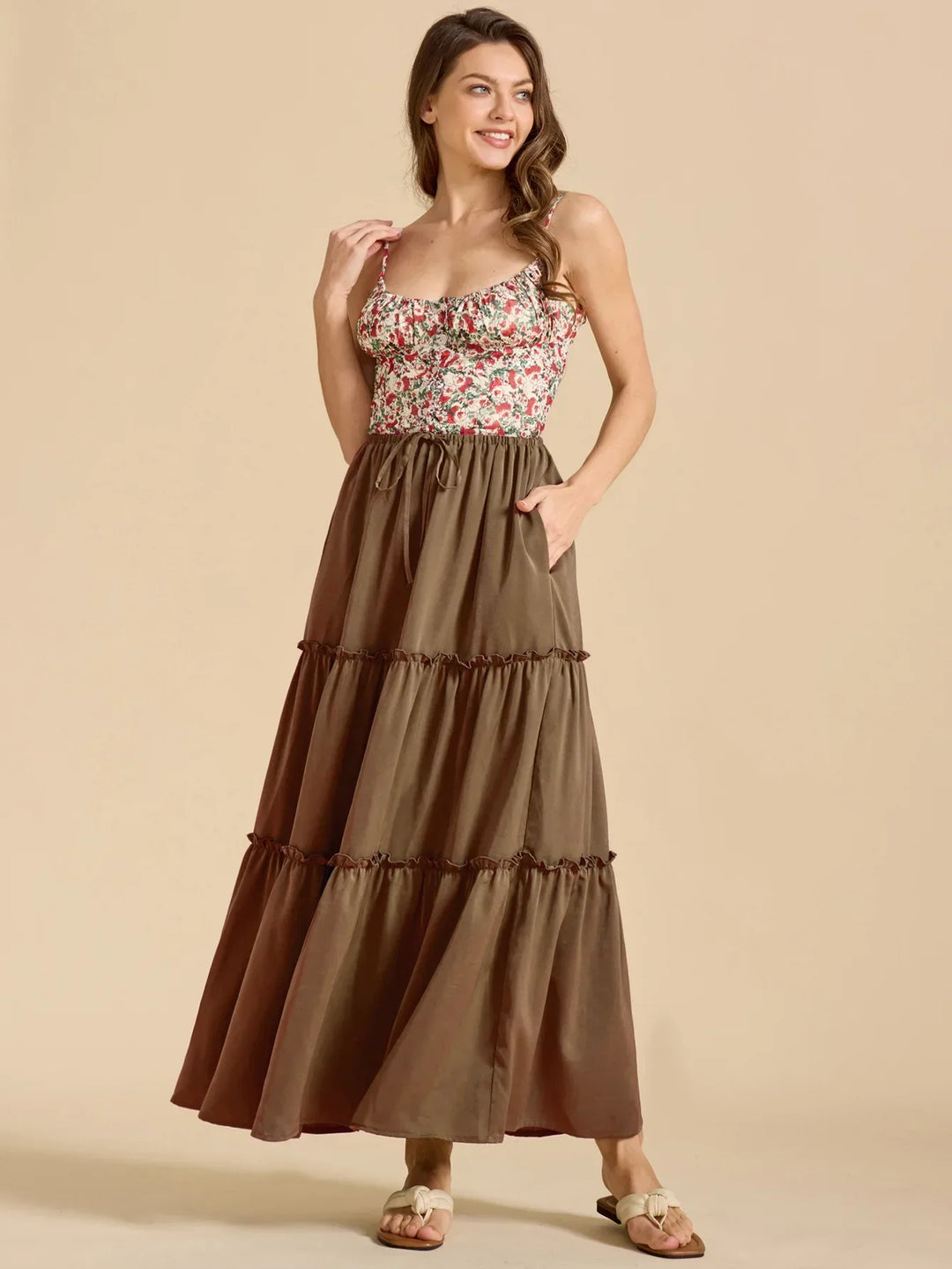 Morgan & Brooke | Printed Tiered Lightweight Maxi Skirt