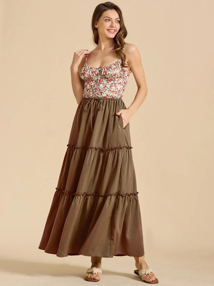 Morgan & Brooke | Printed Tiered Lightweight Maxi Skirt