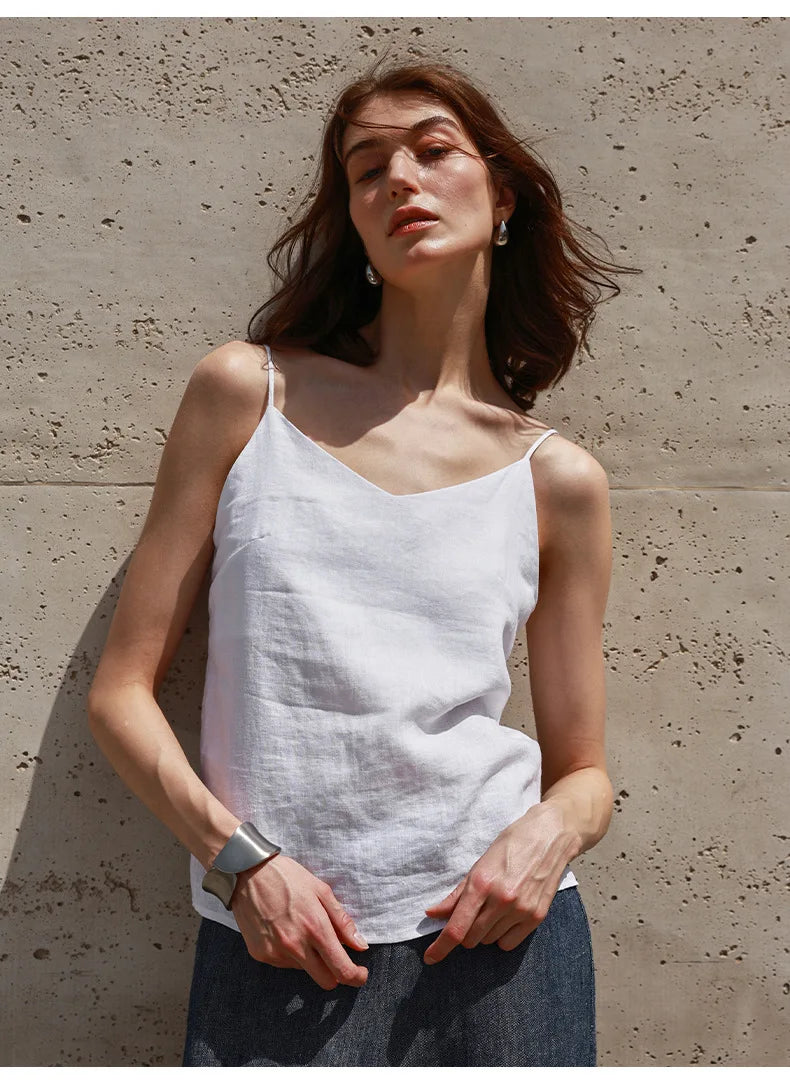Morgan & Brooke | V-Neck Linen Camisole Top