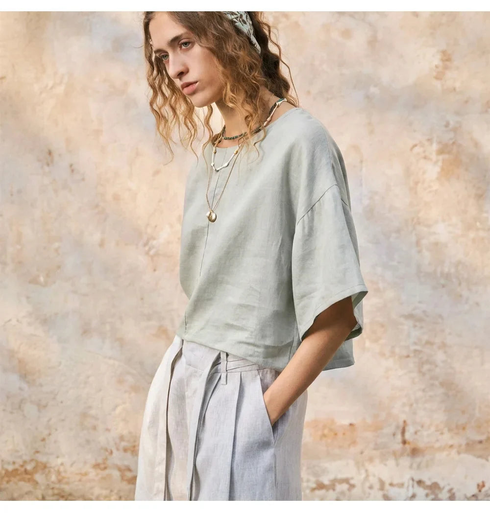 Morgan & Brooke | Flared Sleeve Linen Pullover