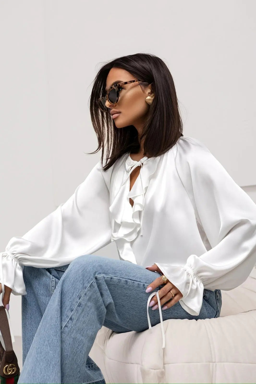 Morgan & Brooke | Ruffled Satin Blouse