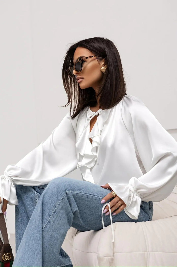 Morgan & Brooke | Ruffled Satin Blouse