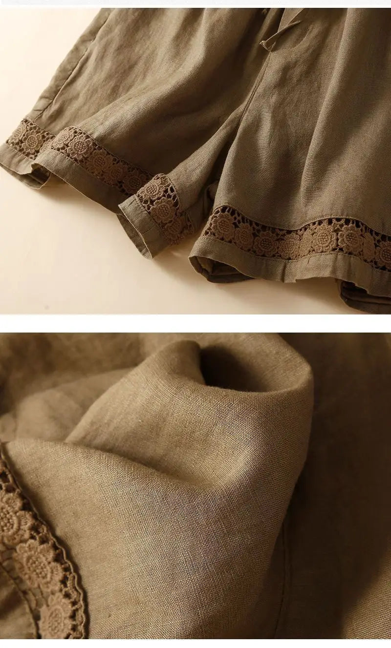 Morgan & Brooke | Embroidered Linen Shorts