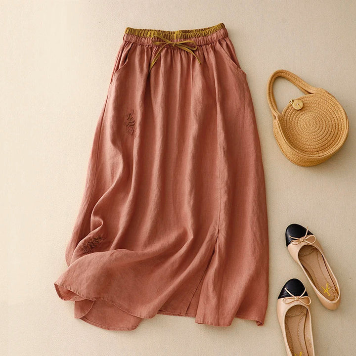 Morgan & Brooke | High-Waist A-Line Linen Skirt