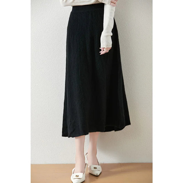 Morgan & Brooke | High-Waist Ribbed Merino Knit Skirt