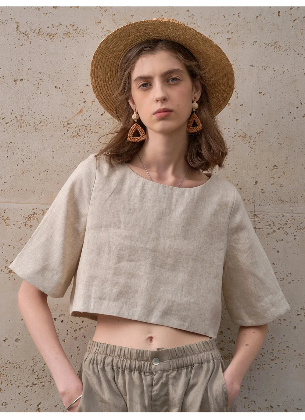 Morgan & Brooke | Boxy Cropped Linen Top