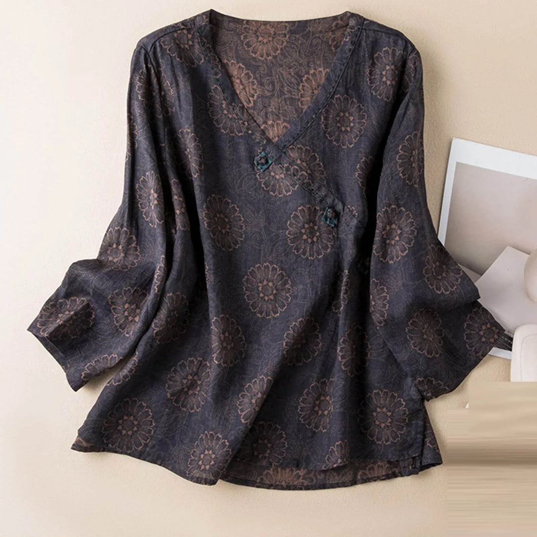Morgan & Brooke | Wrap-Front Long-Sleeve Lightweight Blouse