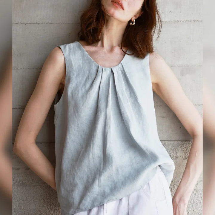 Morgan & Brooke | Gathered Pleat Linen Tank
