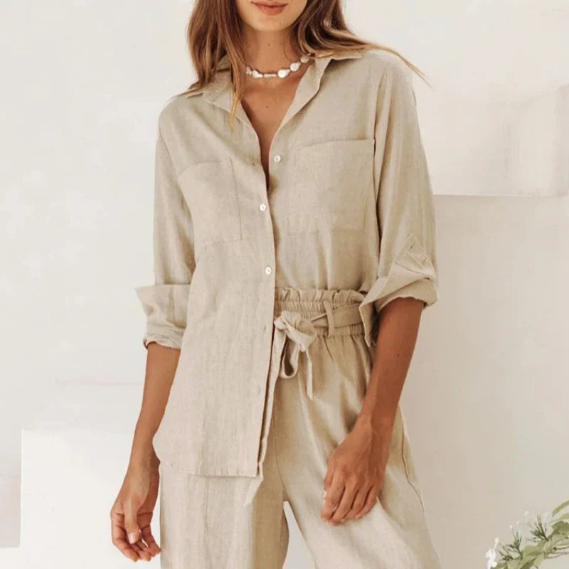 Morgan & Brooke | Oversized Patch-Pocket Linen Shirt
