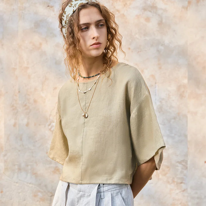 Morgan & Brooke | Flared Sleeve Linen Pullover